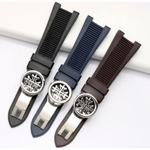 Shengmeirui For patek phillippe silicone rubber watch with 25*13mm notch 5711 5712G mens sports watch belt