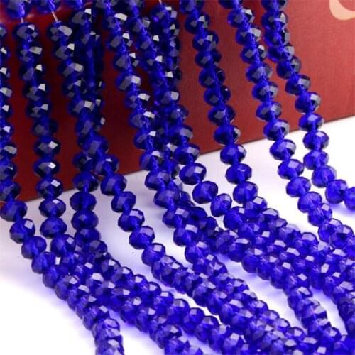 Loose 2mm-14mm Sapphire Blue Color Faceted Rondelle Glass Crystal Beads DIY Hand Craft For Clothing&Garment Art Decoration