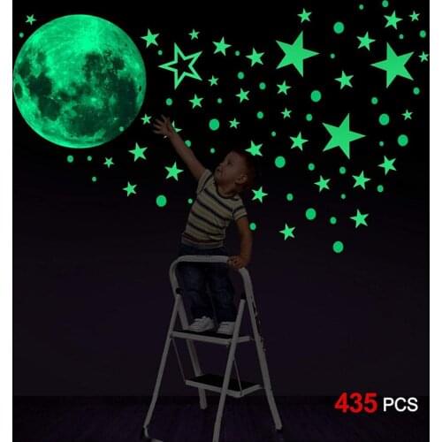 Luminous Moon and Stars 3D Wall Stickers Glow in the Dark Wall Decals for Kids Room Baby Nursery Bedroom Ceiling Home Decoration