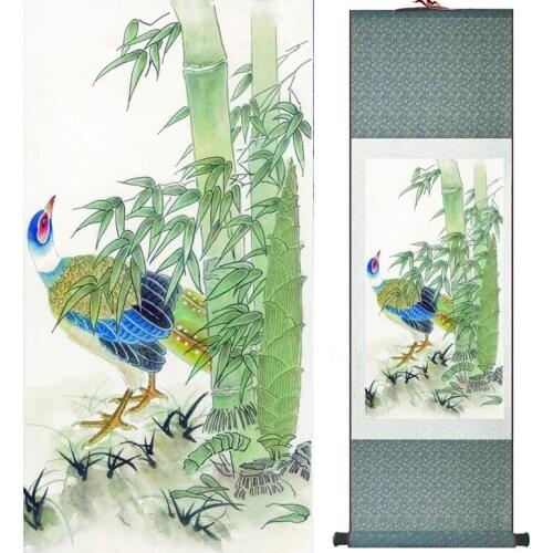 Traditional Birds and flower Painting Home Office Decoration Chinese scroll painting Spring Ink wash painting