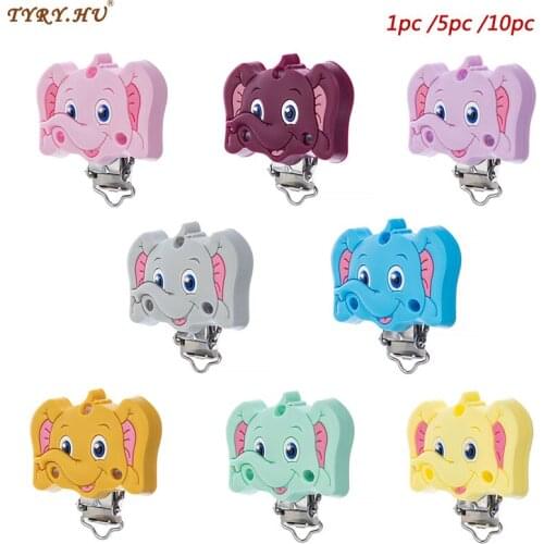TYRY.HU 1/5/10pcs Elephant Silicone Pacifier Clips Holder Silicone Dummy DIY Pacifier Chain Accessories