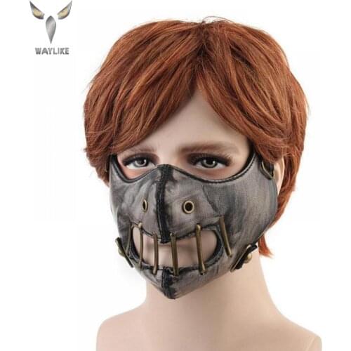 WAYLIKE Halloween Fashion Punk Pu Mask Cool Outdoor Locomotive Mask Beast Character Retro Mask Funny Anime Cosplay Rock Mask