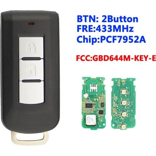 XNRKEY 2 Button Smart Remote Key Fob 433Mhz FSK PCF7952A for Mitsubishi Lancer Outlander ASX