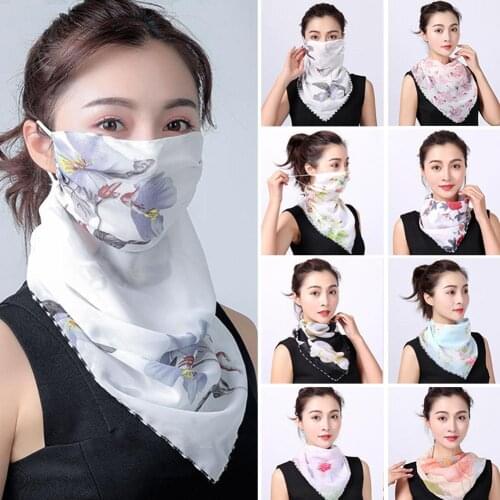 Summer Women Floral Print Anti-UV Dustproof Wind-proof Scarf Outdoor Sport Riding Face Cover Motorcycles Accessories