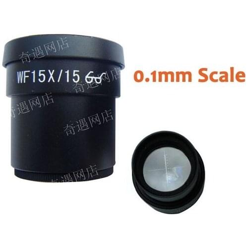 1PC WF15X 15mm High Eyepiont Eyepiece Lens Reading Scale 0.1MM for School laboratory Stereo Microscope with Mounting Size 30mm