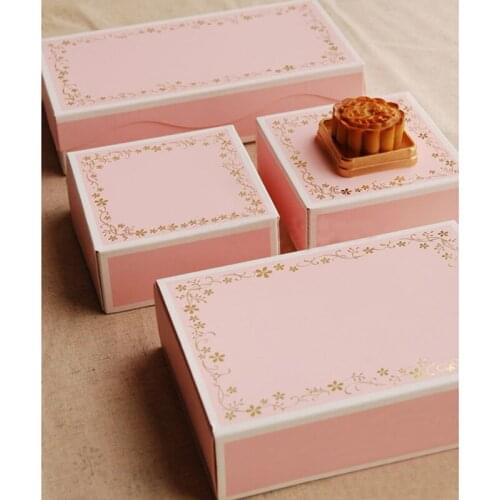10pcs Pink Drawer Type Box Packaging Chocolate Biscuit Baking Box Festival Party Mooncake Decoration Box Pack Dessert Boxes