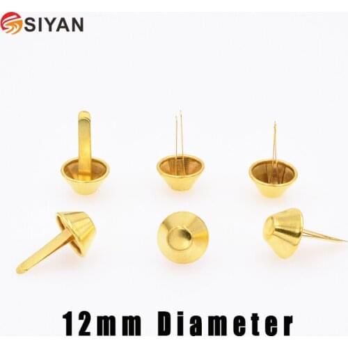 100pcs 12mm Gold Plated Metal Crafts Purse Feet Rivets Studs Pierced for Purse Handbag Punk Rock Rivets Bag Leather DIY Crafts