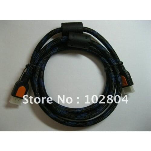 2 pcs Black/Blue Mesh Hi-Speed Gold Plated Male to Male with 2 magnet ring HDMI 19pin Cable 180cm 1.8m