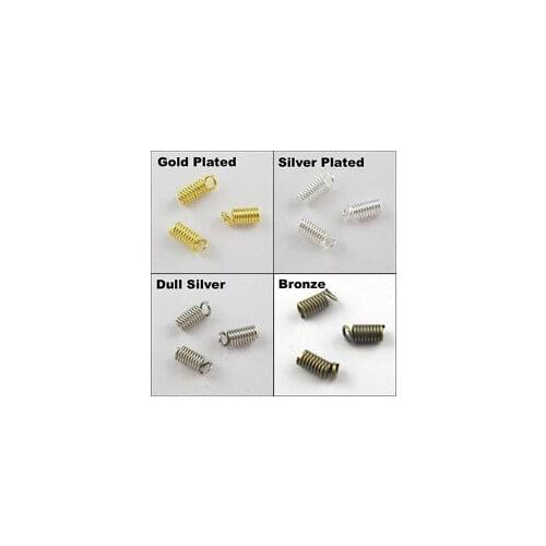 200 Gold Bronze Dull Silver-plate Tone Coil End Crimp Beads Fasteners Connector 3X7mm Finding