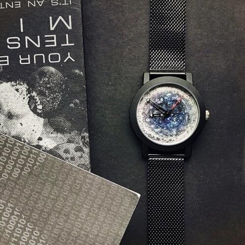 2020 Enmex creative design neutral wristwatch Preppy style Stereoscopic blue simple face nature fashion quartz lady watches