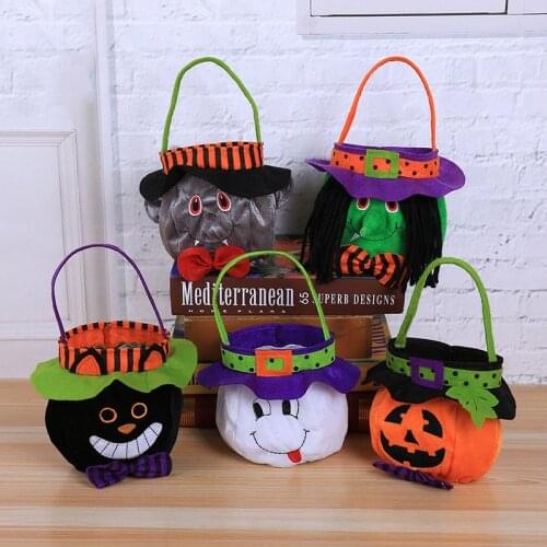 5Pcs/set Halloween Candy Bag Non-woven Fabric Bag Of Sweet Gift Bag Pouches Pouch Halloween Pumpkin Ghost Witch Vampire Cat Bags