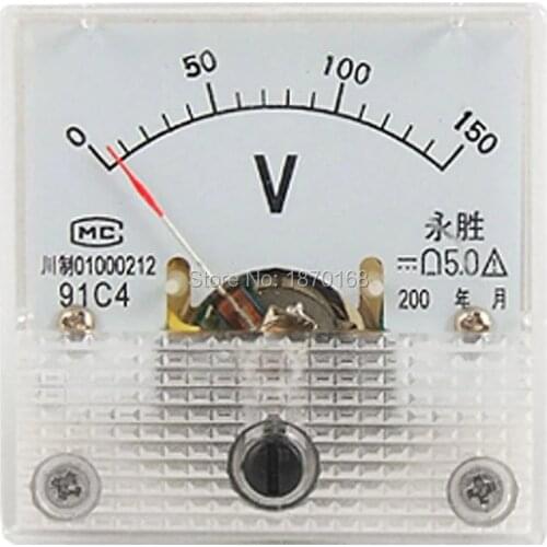 91C4 Fine Tuning Dial DC 150V Analog Voltage Panel Meter Voltmeter