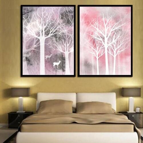 Abstract oil painting woods with goat Nordic Posters And Prints Wall Art Canvas Painting Wall Pictures For Living Room Decor