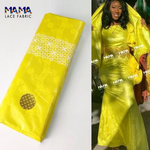 5 Yards Yellow Color African Lace Fabric 2021 High Quality Bazin Riche Nigerian Lace Tulle Fabric Wedding Bride Material