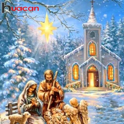 Huacan 5D DIY Diamond Mosaic Church Decoration For Home Full Diamond Embroidery Painting Cross Stitch Religion
