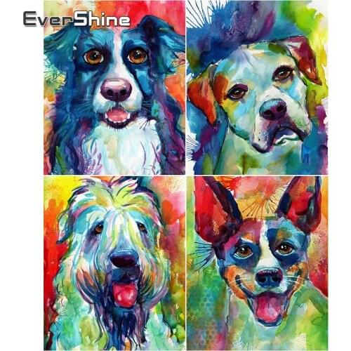 EverShine Diamond Embroidery Dog Picture Rhinestones Diamond Paintign FUll Drill Square Animals Cros Stitch Handmade Home Decor
