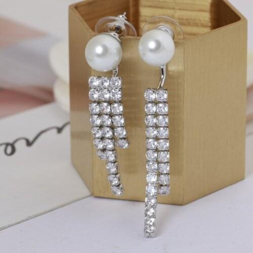 Zircon Tassel Pearl Asymmetric Detachable Dual-use Stud Earrings