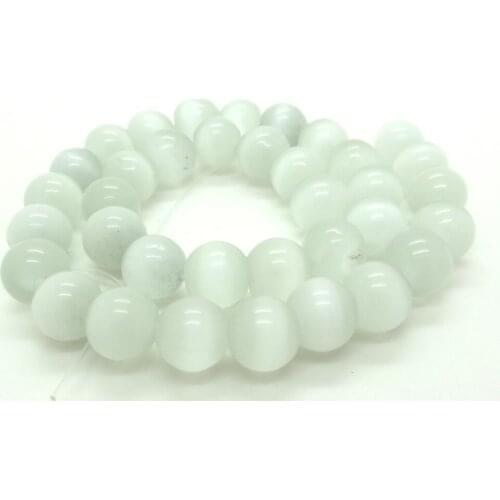 Free Shipping,(320Pcs/Lot) 12mm White Cats Eye (Opal) Glass Beads Fit Jewelry Making,Handmade Lampwork Stone Round Shape Beads