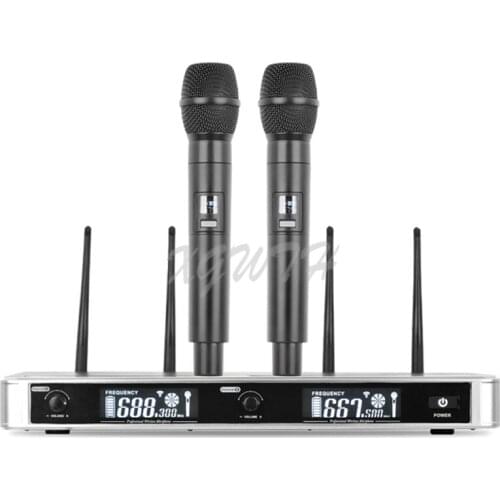 Wireless Microphone One For Two Metal Section Home KTV Singing Karaoke Wedding Stage Meeting Anti-howling Computer Universal