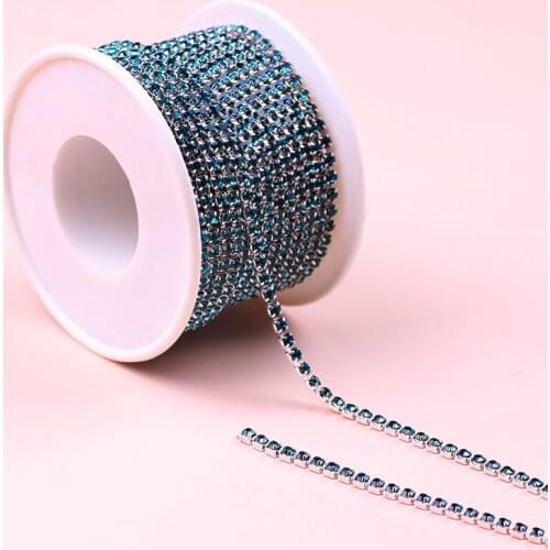 10 Yard/Roll Diy Rhinestone Cup Chain Dense Silver Bottom Цепочка Sewing Rhinestones For Clothing Art Decoration