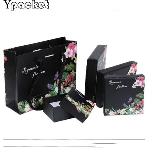 Dynamic Box Jewelry Organizer Black Ring Earring Paper Boxes Ins Necklace Carrying Cases Custom Logo 100pcs/lot