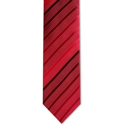 High Quality Luxury 7CM Striped Tie For Men Designer Brand Wedding Business Suit Silk Polyester Necktie With Gift Box （Red