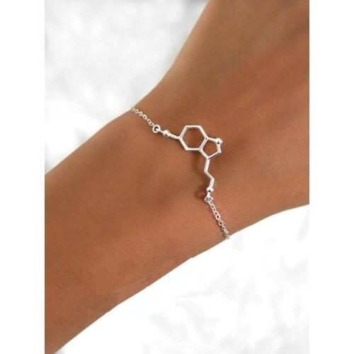 Geometric shape hexagon Serotonin Molecule Bracelets Chemical Formula 5-HT Bracelet Hormone Molecules Bracelets Nurse Jewelry