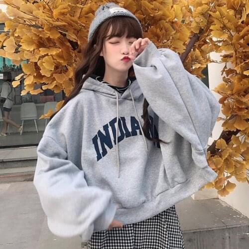 Womens Hoodie Oversize Loose Letter Printing Womens Hoodie 2021 Korean Version Are All Matched with Casual Simple Fashion Top