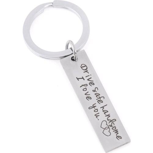 Custom Keyring Engraved Drive Safe Handsome I Love You Couples Women Valentine Gifts Keychain Jewelry