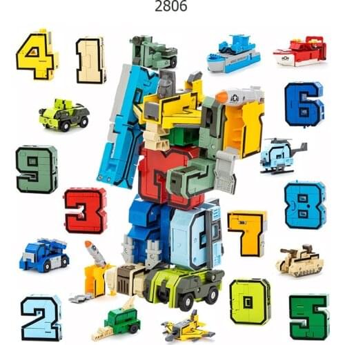 GUDI blocks Robot Bricks 10 in 1 Creative Assembling Educational Action Figures Transformer Number Model Toys for Kids gifts