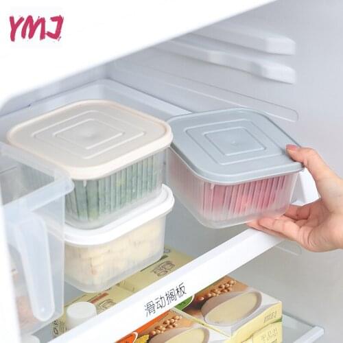 Fridge Food Storage Box Storage Tank Kitchen Organizer Square Drain Sealed Box Ginger Garlic Onion Refrigerator Food Container