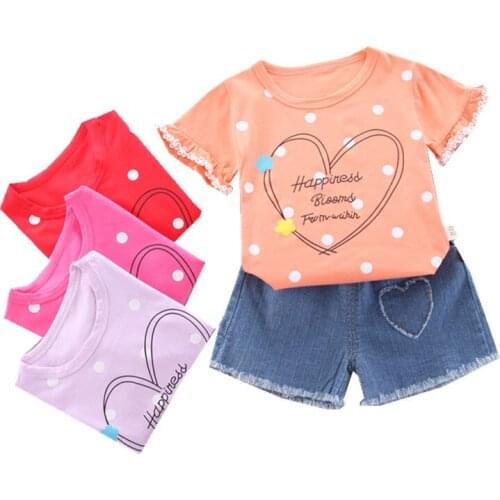 Summer Newborn Clothing Suit Kids Baby Girls Clothes Set T-shirt Tops Shirt + Denim Shorts 2PCS Infant Outfit Toddler Tracksuit