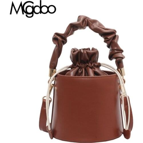 Mgcdoo Summer Pleated Handlebags For Women PU Cloud Folds Bucket Handbags 2021 New Fashion Messenger Buckets Bag Female