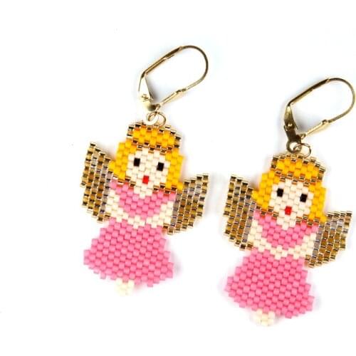 FAIRYWOO Earring Angle Cute Girls Gifts Handmade Jewelry Luxury Drop Earrings Women Handmade Muyiki Beaded Accessories Wholesale