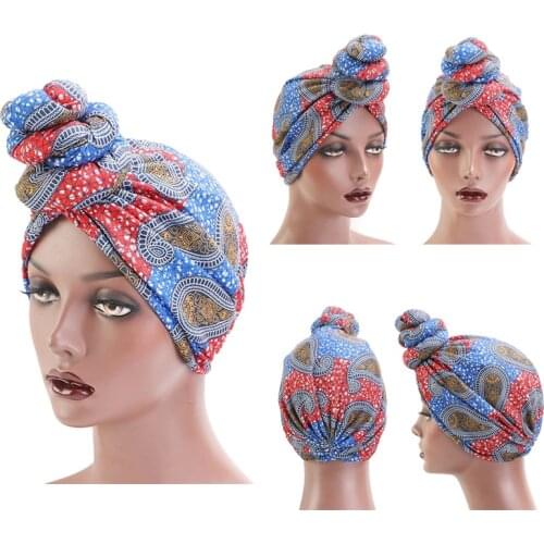 Fashion African Hair Caps Tie Turban Cotton Bandana Cap Night Sleep Headwrap Flower Elegant Beanie Hair Cap Styling Accessories