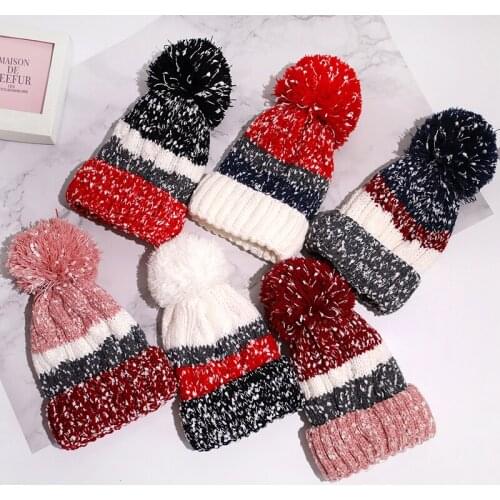 Fashion New Winter Hats Women thick Rainbow Knitted Hats Female Warm Skullies Gradient Tie Dye Beanies