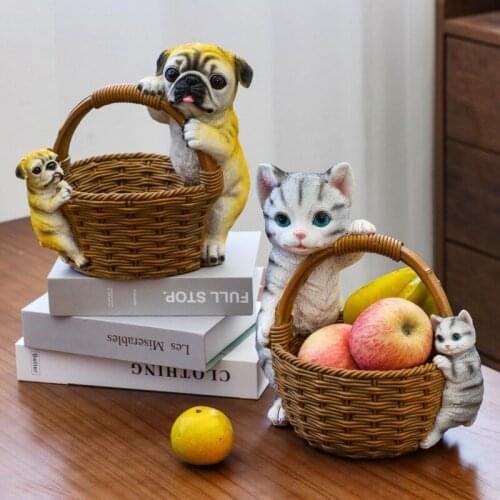 Creative home key storage ornaments cat resin crafts home accommodation counter storage ornaments mini garden accessories resin