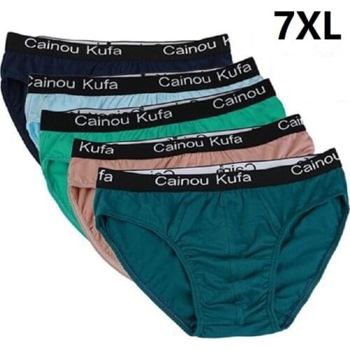 7pcs/Lot 7XL 6XL 5XL 100%Cotton Men Underwear Birefs Underpants Mid Waist Triangle Comfortable Men Briefs Men Breathable Shorts