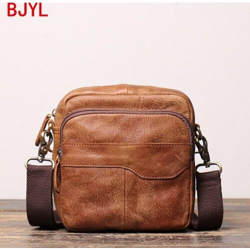 2020 factory new mens bag retro leather shoulder bag female frosted leather small cross-body bag large capacity belt belt bag