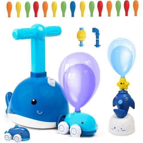 NEW Flying Little Dolphin Power Balloon Car Experiment Toy Fun Inertial Launch Tower Cars Toys for Children Balloon Cars Gift