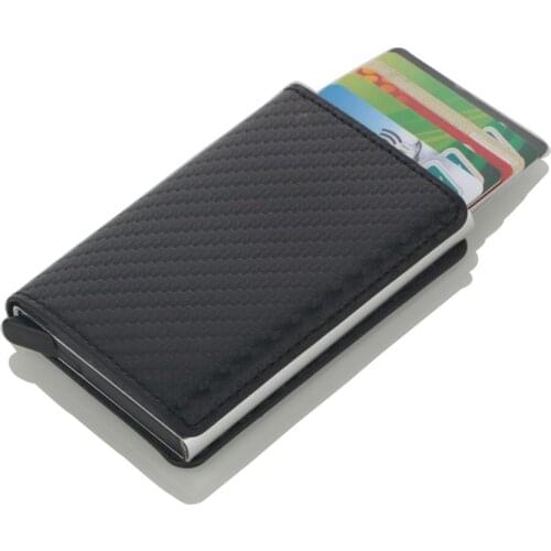 New Mens Card Holder Automatical Pop up Credit Card Holder Aluminum Business ID card Cases Dropshipping PU Leather Mini Wallet