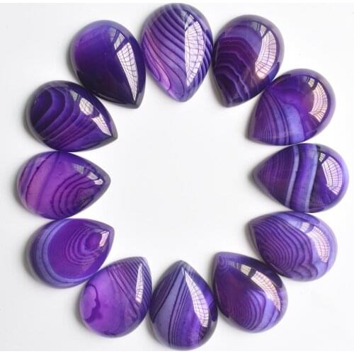 Wholesale 12pcs/lot fashion natural purple stripe onyx drop CAB CABOCHON beads 18x25mm for DIY jewelry making free shipping
