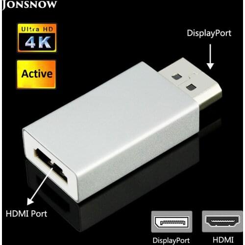JONSNOW DP Displayport to HDMI Converter HDMI Female to DP Adapter Active Display port Male Support Ultra HD 4K 30Hz HDTV