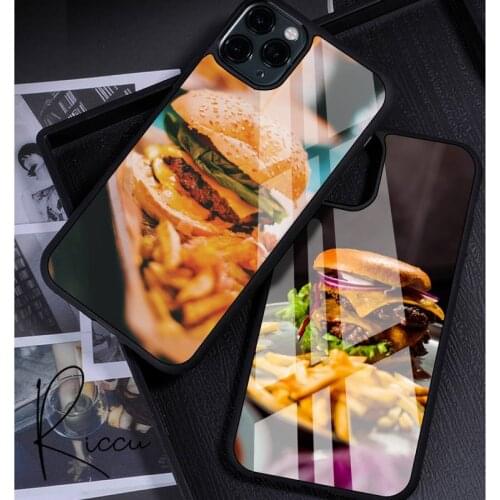 Tasty hamburger Phone Case Rubber for iPhone 12 11 Pro Max XS 8 7 6 6S Plus X 5S SE 2020 XR 12 Mini case