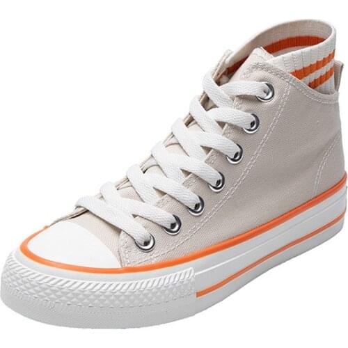 Net red womens shoes spring walking shoes new Hong Kong style fashion female students lace canvas shoes high-top tide ins casua