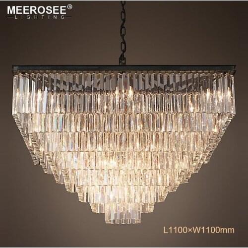 Modern Square Crystal Pendant Light Fixture Clear Crystal Suspension Lamp Good K9 Crystal Drop Lamparas for Living room Hotel