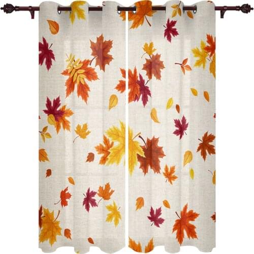 Modern Curtains Autumn Maple Leaves Baby Room Bedroom Creative Window Curtains Kitchen Living Room Terrace Valance Curtains