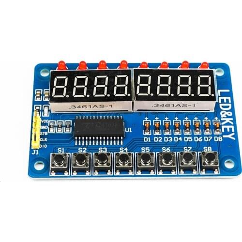 TM1638 LED Display 8-Bit Digital Tube Module 3-Wire 16 Keys 8 Bits Keyboard Scan And KEY LED Display Module For Arduino DIY Kit