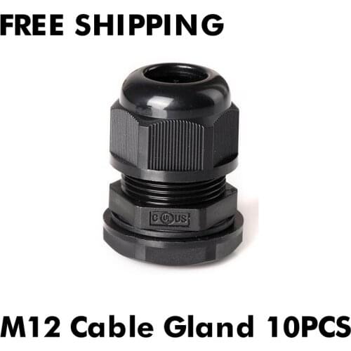 Waterproof IP68 Cable Gland гермоввод для кабеля 10pcs Cable entry Strain Relief Cord Grip M12 Grey Black Plastic Nylon