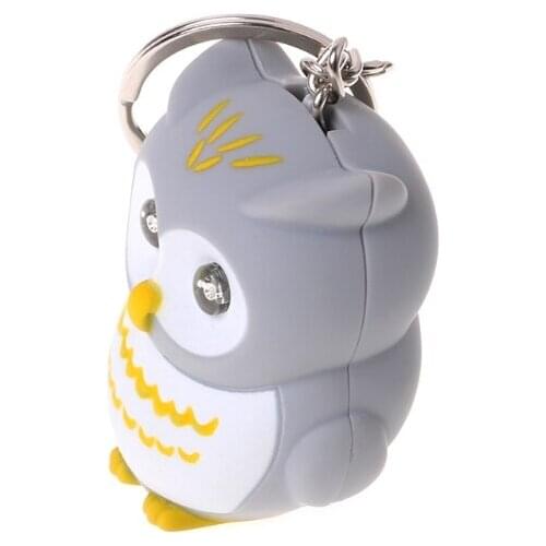 Funny LED Light 3D Cartoon Owl Keyring Sound Hooting Key Chain Key Gift Kid Toys F1CB
